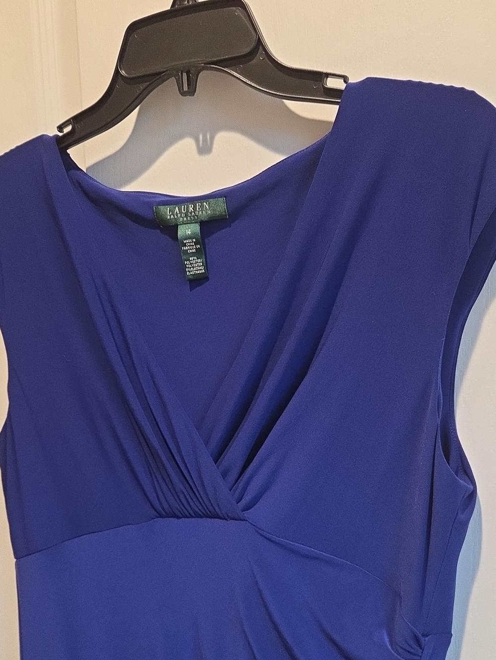 Lauren Ralph Lauren Cobalt Blue Surplice Neck Dress